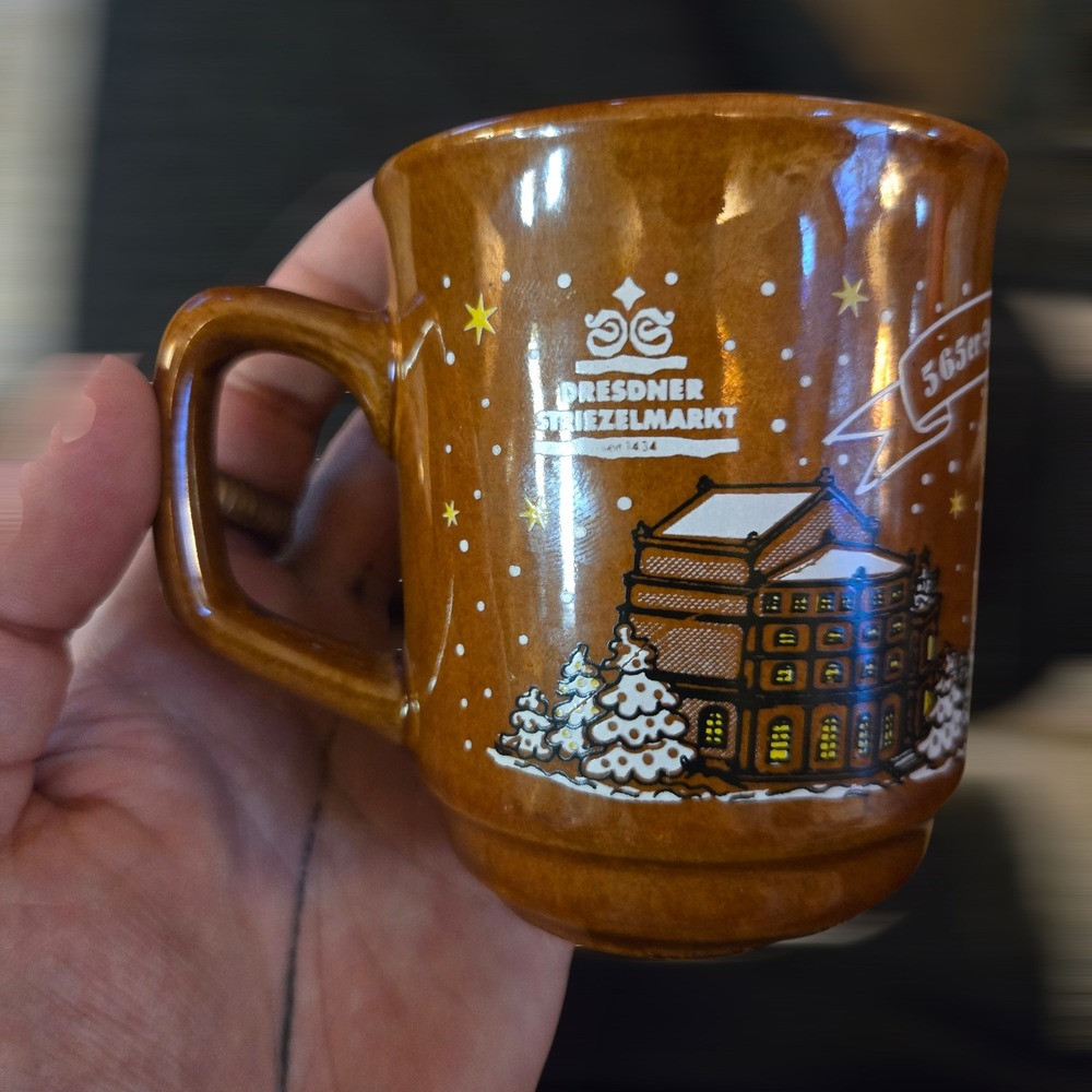 VTG 1999 Dresdner Striezelmarkt Coffee Tea Mug‎ Brown Gluhwein Christmas Germany - Picture 3 of 6